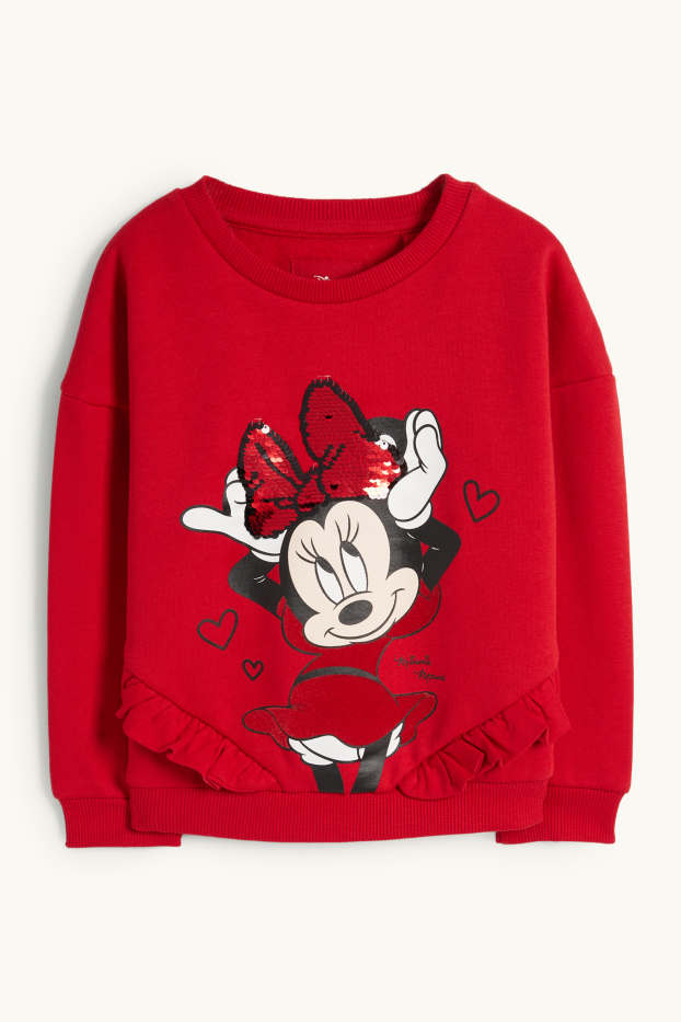 Enfants filles - Minnie Mouse - sweat - finition brillante - rouge