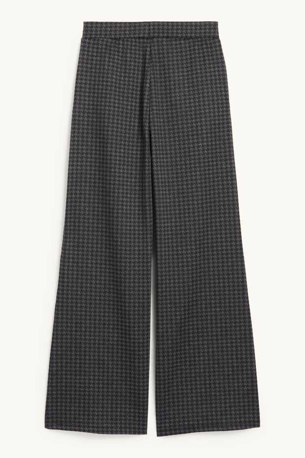 Kinderen: meisjes - Broek van jersey - geruit - zwart / donkergrijs