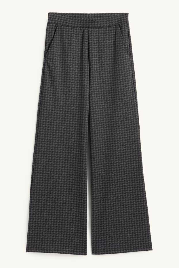 Kinderen: meisjes - Broek van jersey - geruit - zwart / donkergrijs