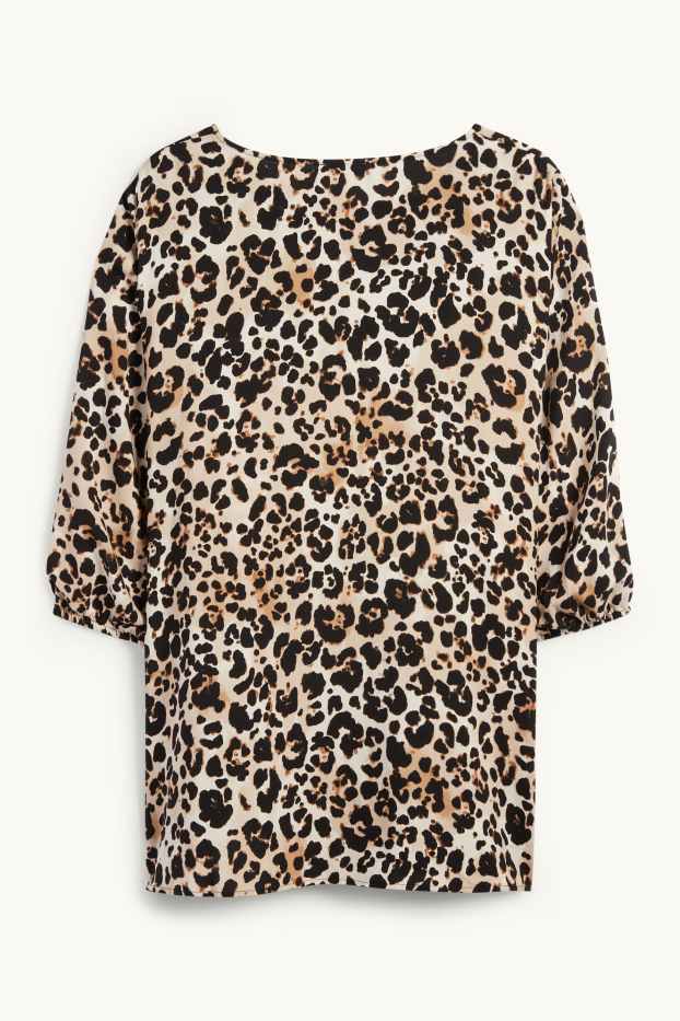 Women - Blouse - leopard print - black / beige