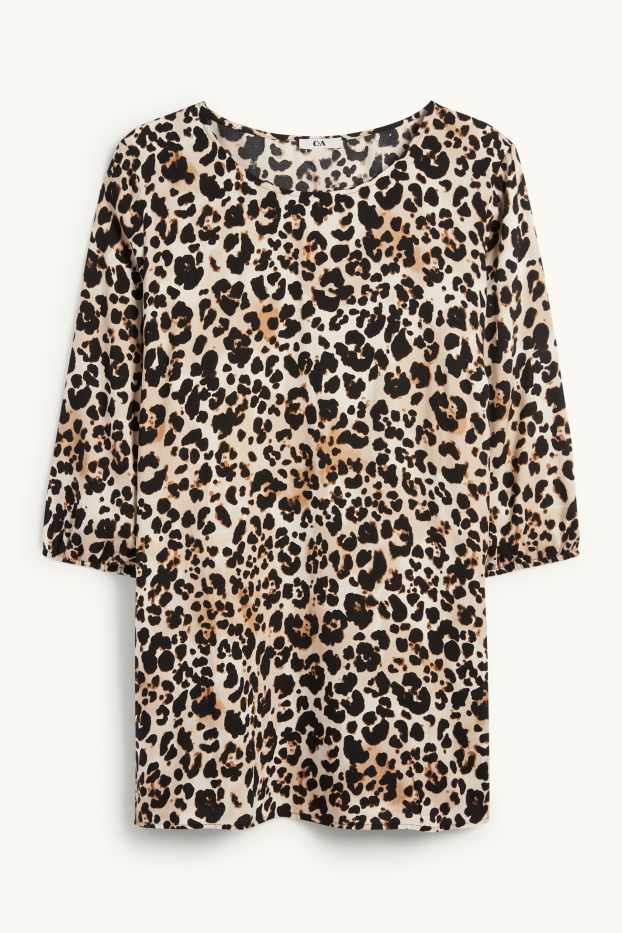 Women - Blouse - leopard print - black / beige