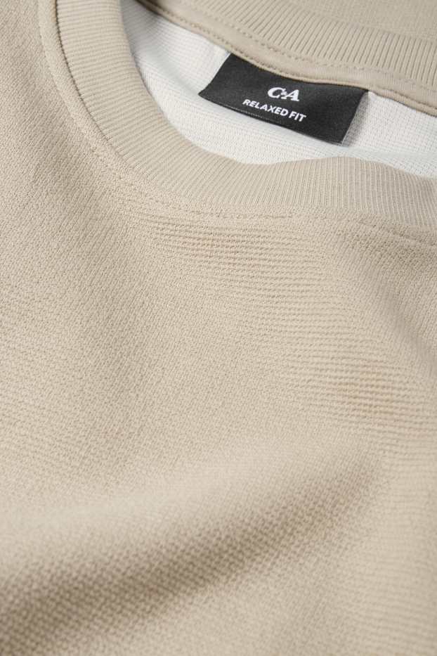 Bărbați - Bluză de molton - structurată - taupe