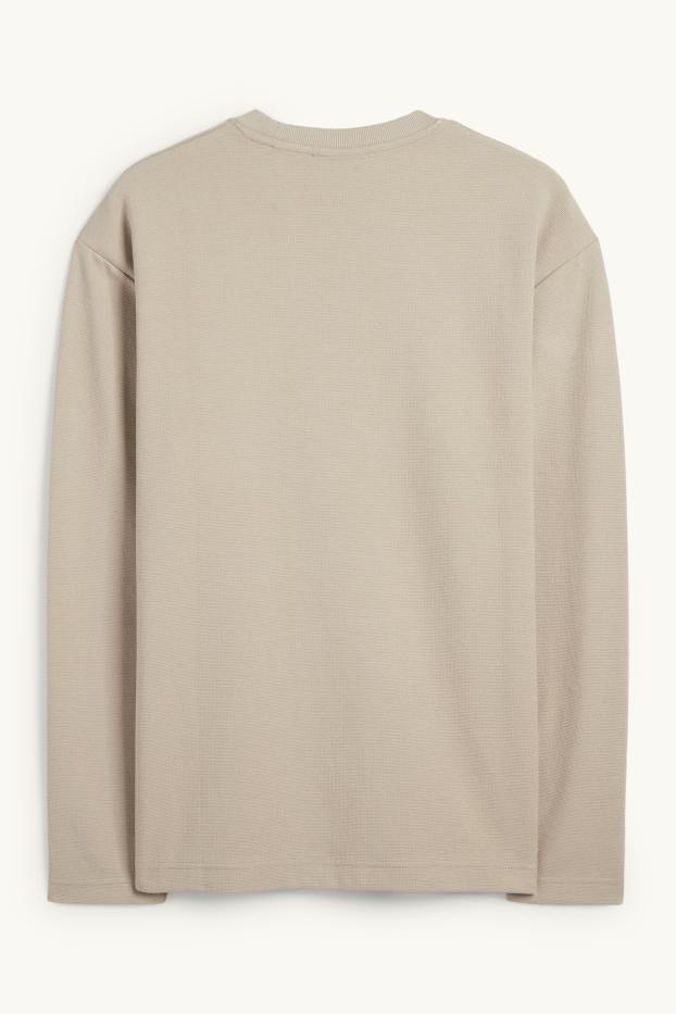 Bărbați - Bluză de molton - structurată - taupe