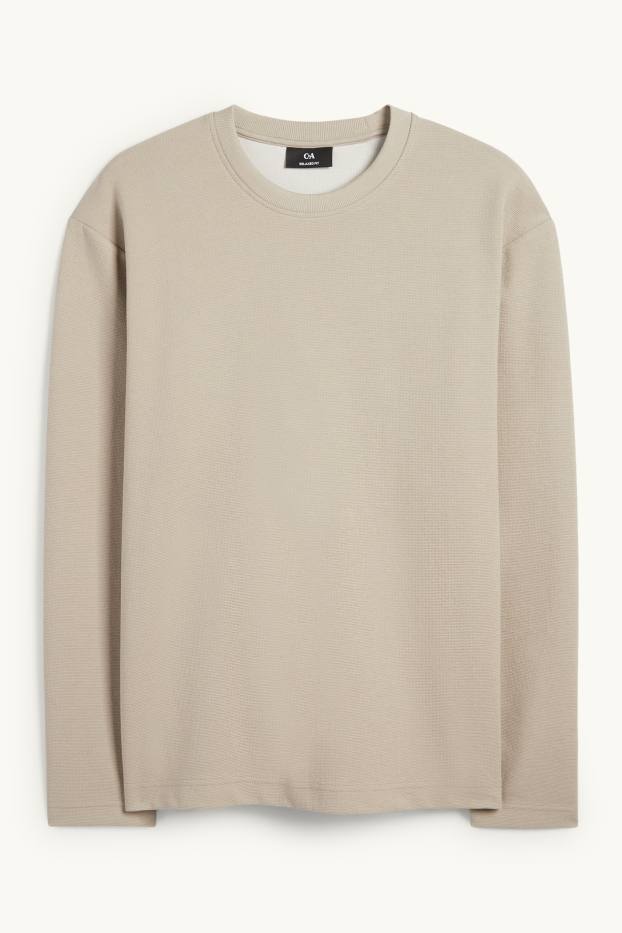 Bărbați - Bluză de molton - structurată - taupe