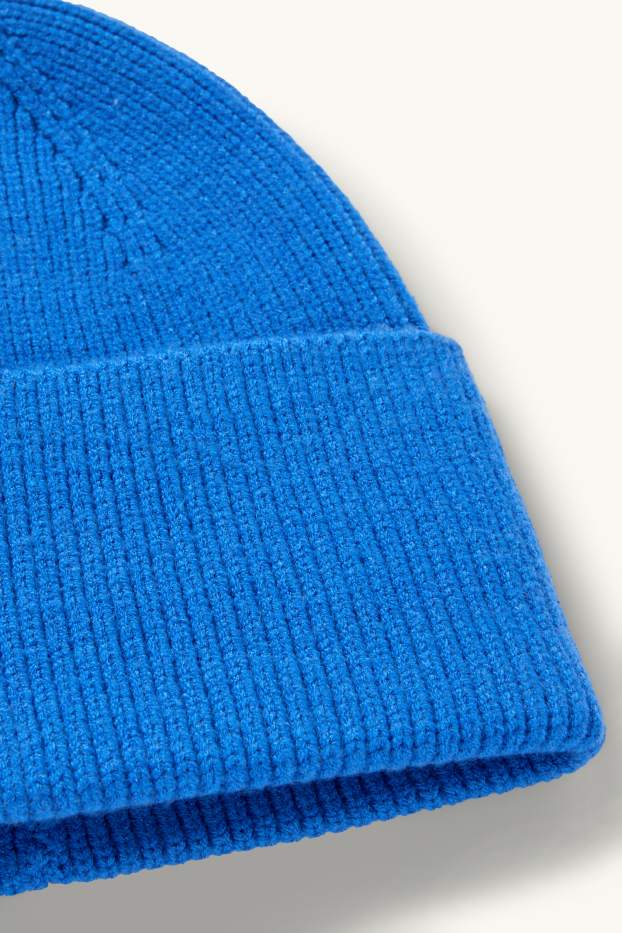 Femmes - Bonnet - finition côtelée - bleu
