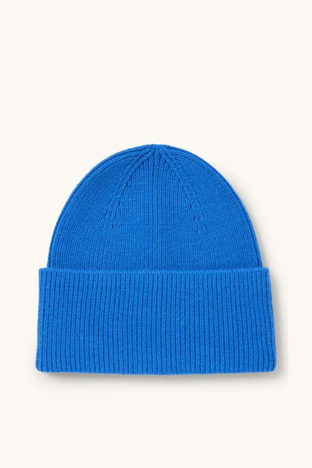 Femmes - Bonnet - finition côtelée - bleu