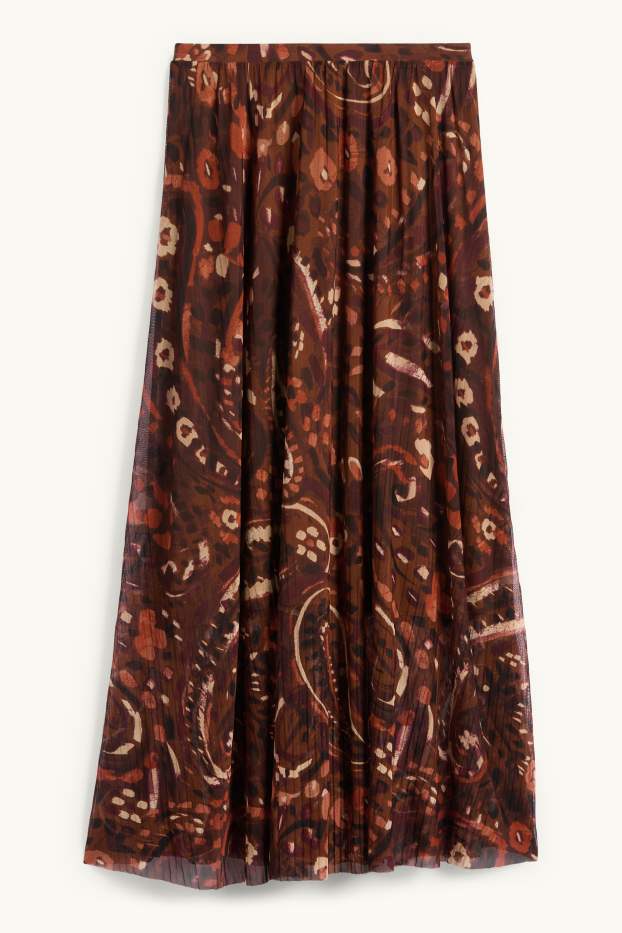 Femmes - Jupe en maille-filet - à motif - marron