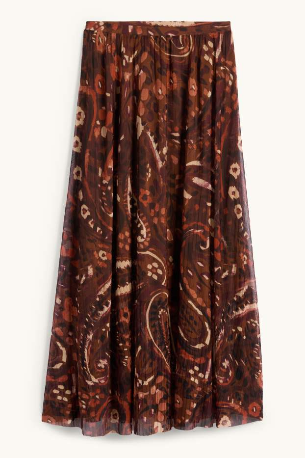 Femmes - Jupe en maille-filet - à motif - marron