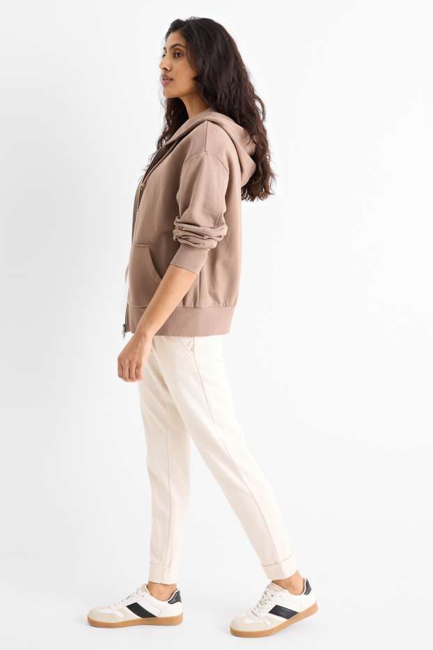 Damen - Jersey-Hose - Mid Waist - Tapered Fit - cremeweiss