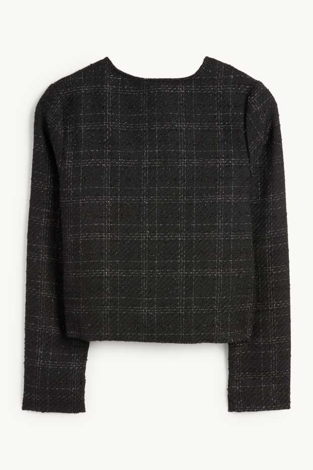 Enfants filles - Blazer en finition bouclé - à carreaux - noir