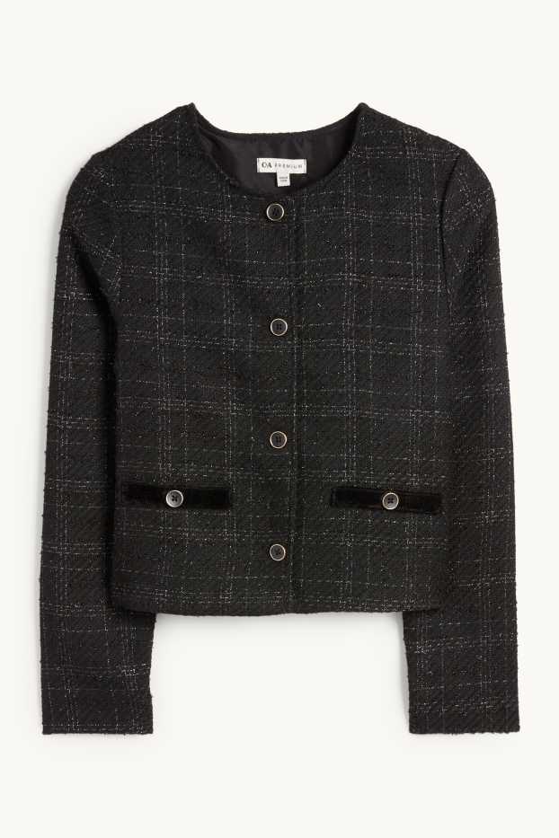 Enfants filles - Blazer en finition bouclé - à carreaux - noir