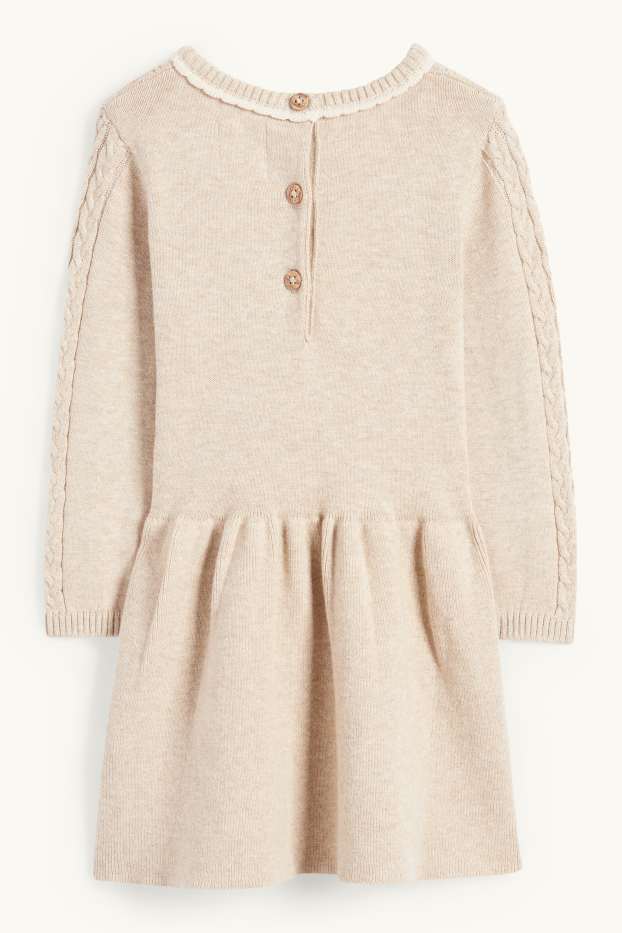 Baby: meisjes - Gebreid babyjurkje - taupe