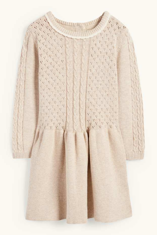 Baby: meisjes - Gebreid babyjurkje - taupe