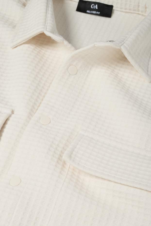 Hommes - Veste-chemise - relaxed fit - col kent - finition texturée - blanc crème