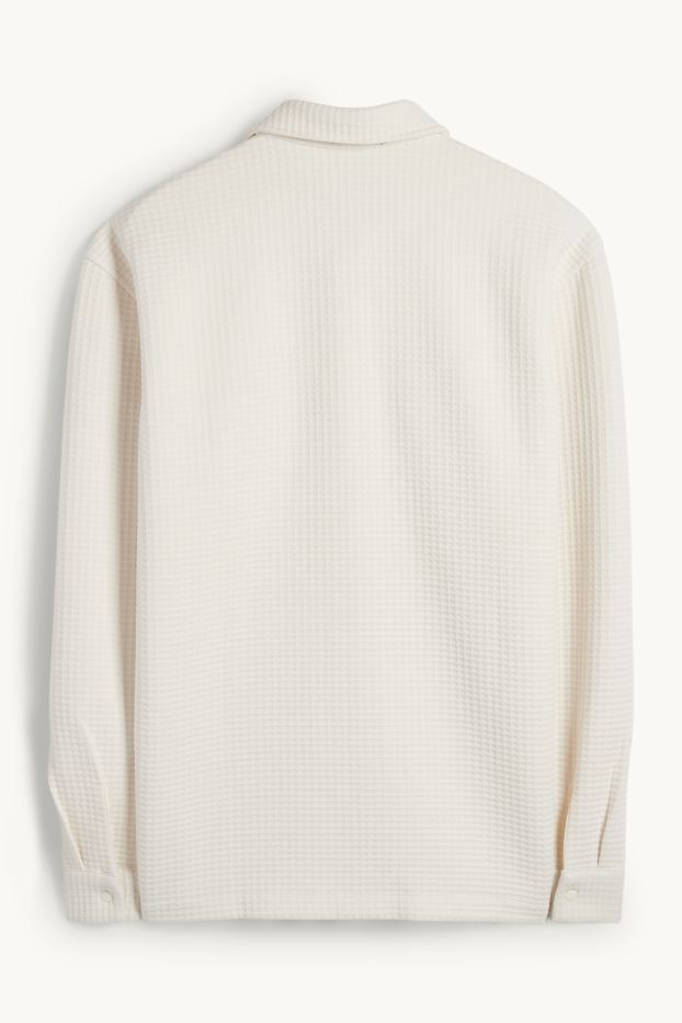 Hommes - Veste-chemise - relaxed fit - col kent - finition texturée - blanc crème