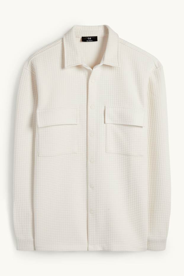 Hommes - Veste-chemise - relaxed fit - col kent - finition texturée - blanc crème