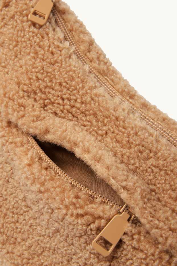 Mujer - Bolso bandolera de peluche - marrón claro
