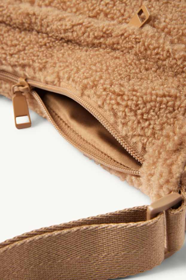 Mujer - Bolso bandolera de peluche - marrón claro