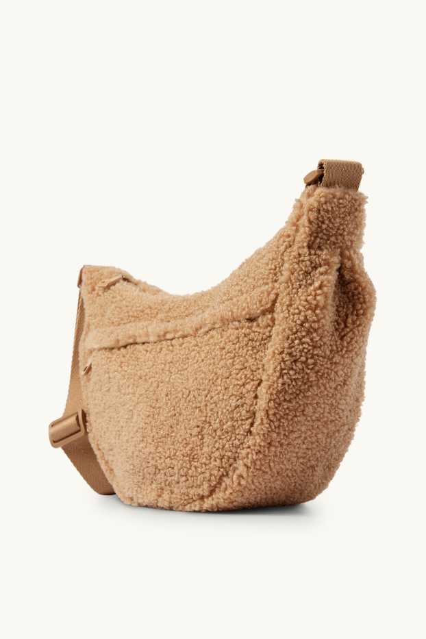Mujer - Bolso bandolera de peluche - marrón claro