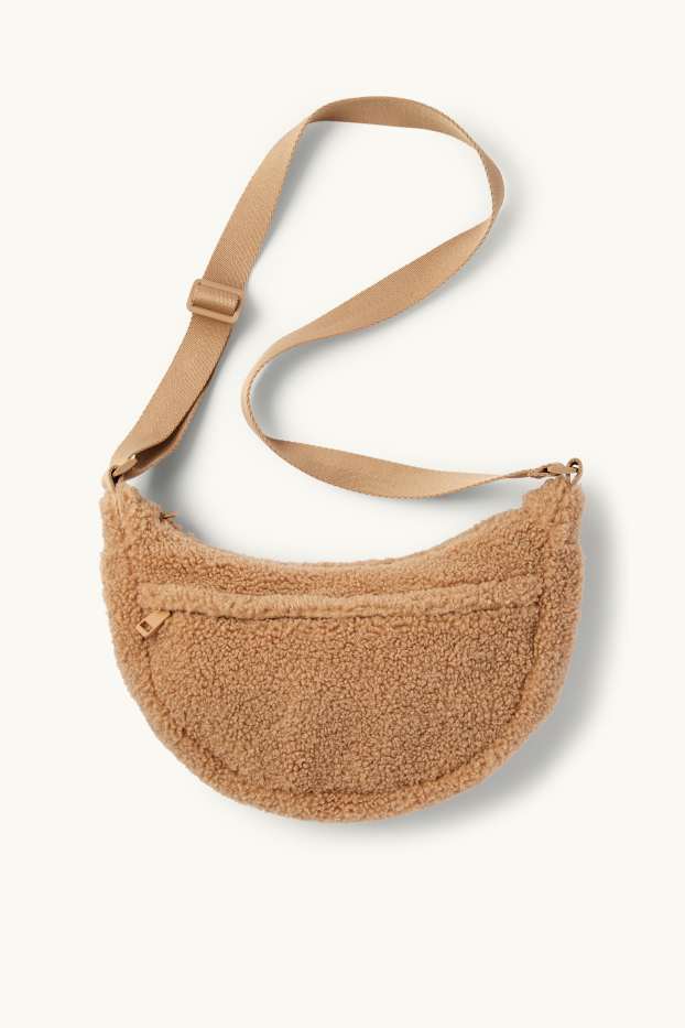 Mujer - Bolso bandolera de peluche - marrón claro