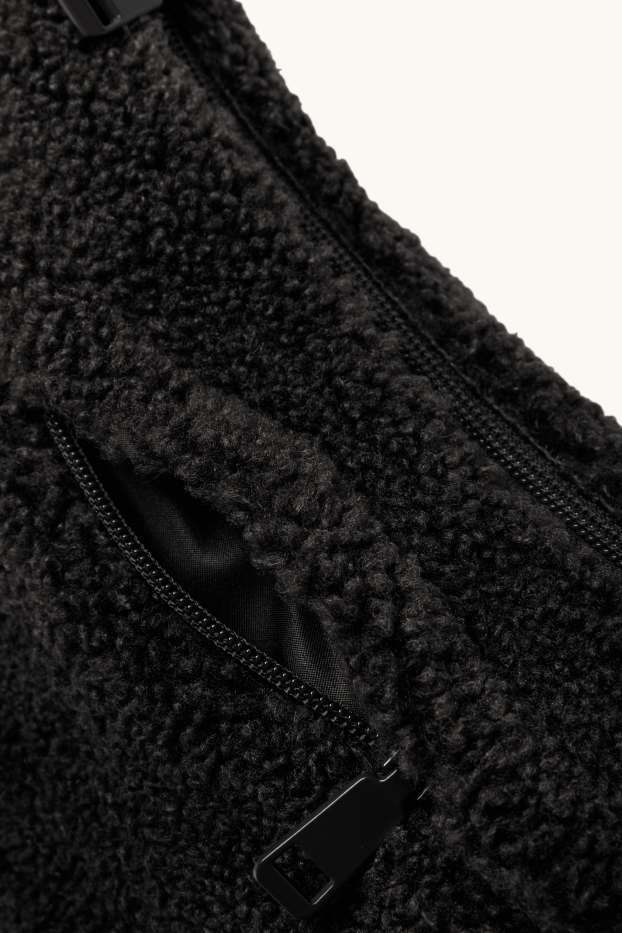 Mujer - Bolso bandolera de peluche - negro