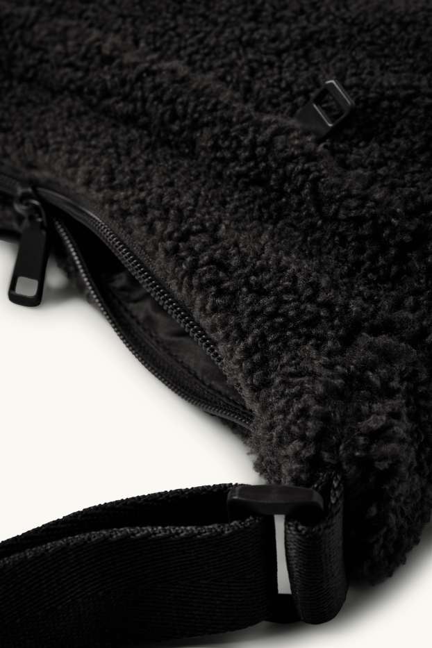 Mujer - Bolso bandolera de peluche - negro