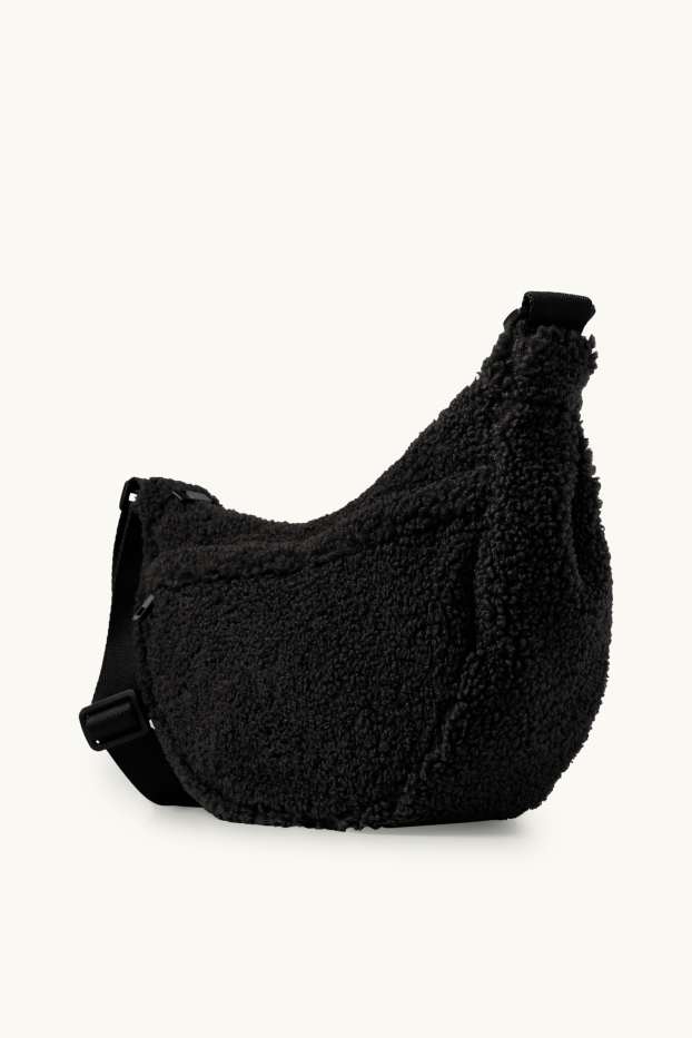 Mujer - Bolso bandolera de peluche - negro