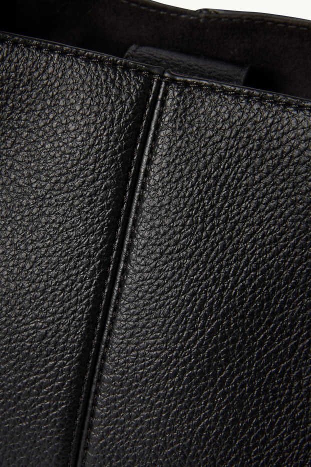 Damen - Kleiner Shopper mit abnehmbarem Taschengurt - Lederimitat - schwarz