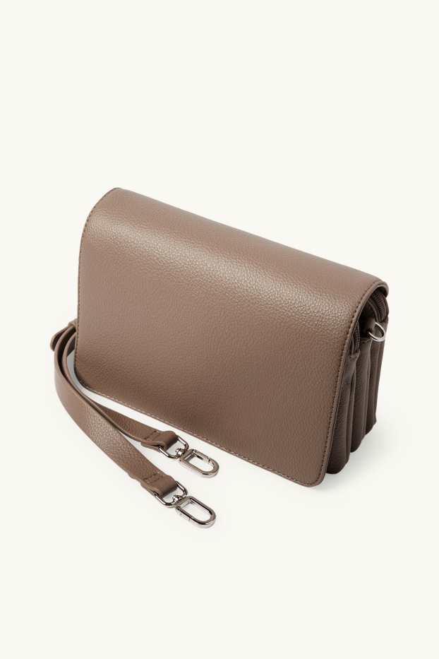 Femei - Geantă de umăr cu curea detașabilă - imitație de piele - maro deschis