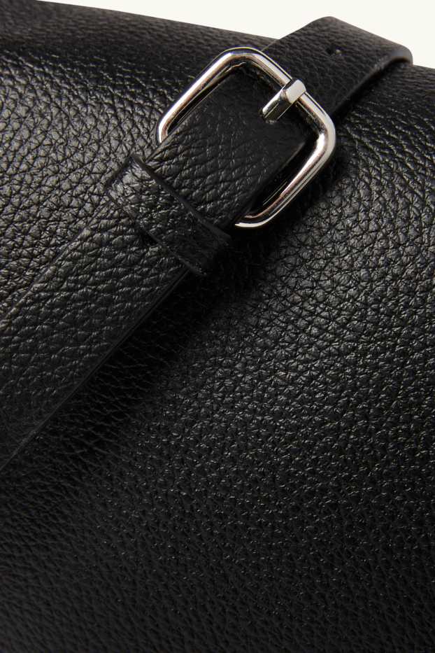 Damen - Umhängetasche mit abnehmbarem Taschengurt - Lederimitat - schwarz