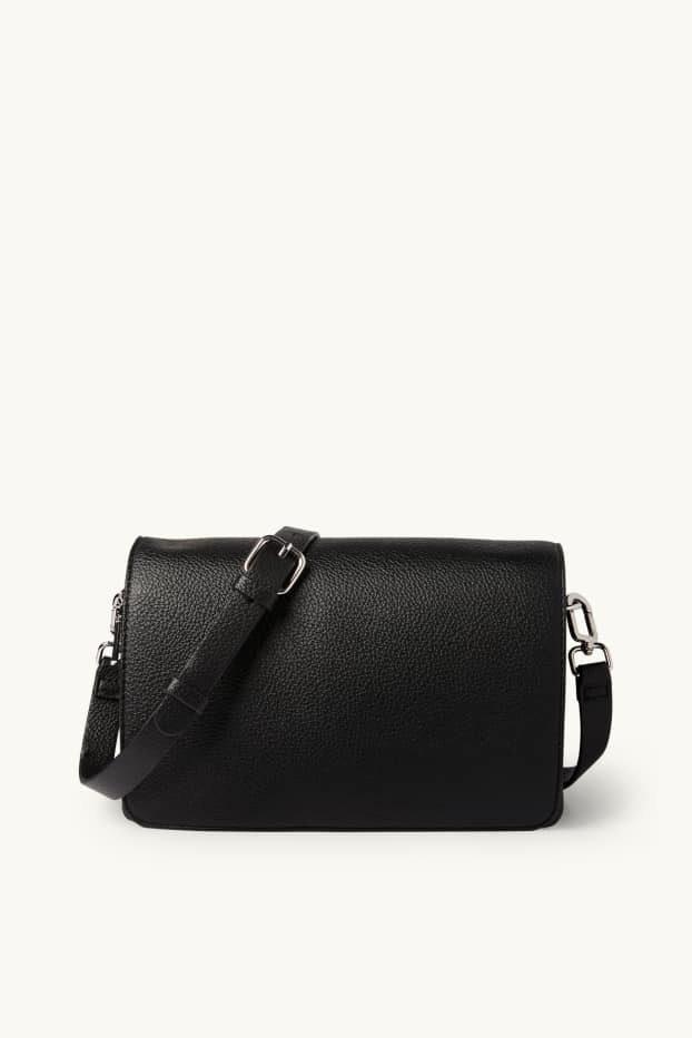 Damen - Umhängetasche mit abnehmbarem Taschengurt - Lederimitat - schwarz