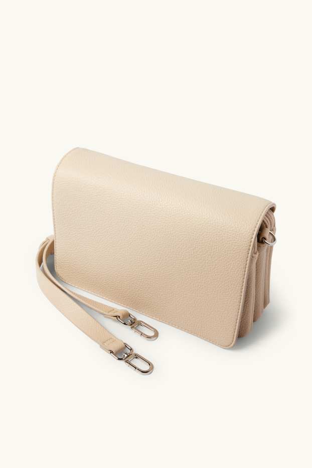 Dames - Schoudertas met afneembare riem - imitatieleer - licht beige
