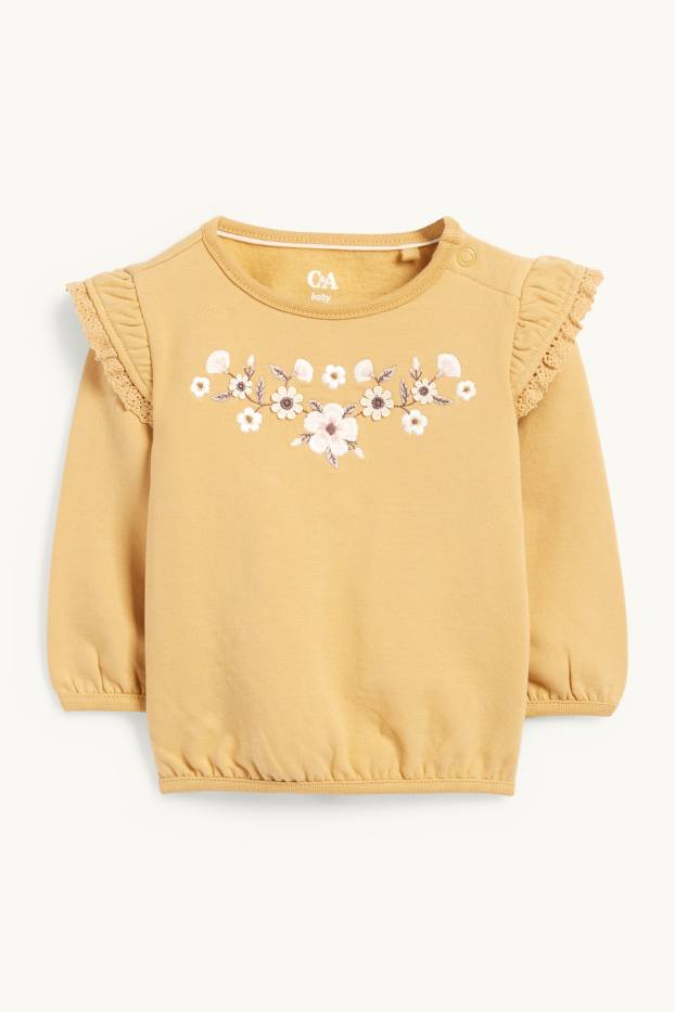 Baby Mädchen - Blümchen - Baby-Outfit - 2 teilig - gelb