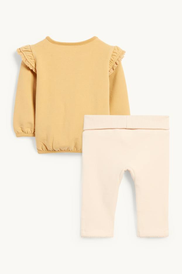 Baby Mädchen - Blümchen - Baby-Outfit - 2 teilig - gelb