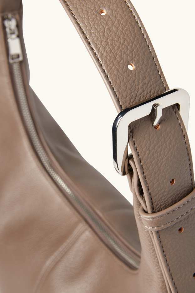 Damen - Schultertasche - Lederimitat - hellbraun