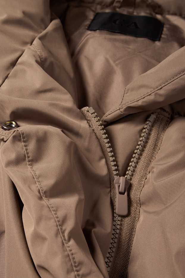 Damen - Steppjacke mit Kapuze - wasserabweisend - hellbraun