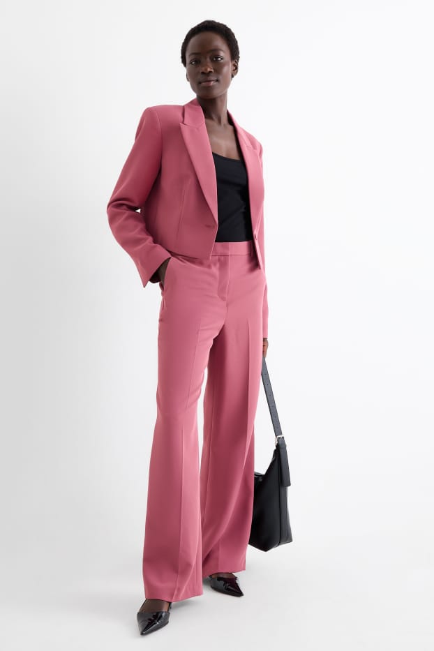 Dona - Pantalons formals - mid waist - wide leg - rosa fosc