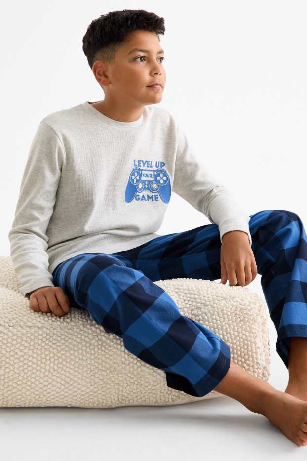 Enfants garçons - Jeux vidéo - pyjama - 2 pièces - gris clair