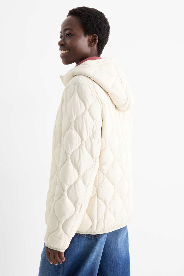 Women - Quilted jacket with hood - cremewhite