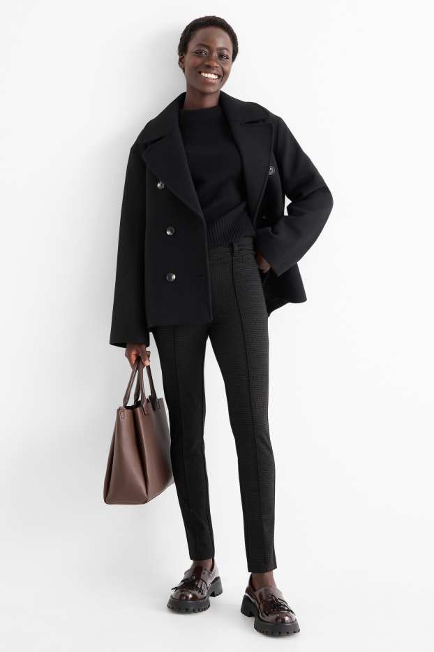 Dames - Legging - geruit - donkergrijs