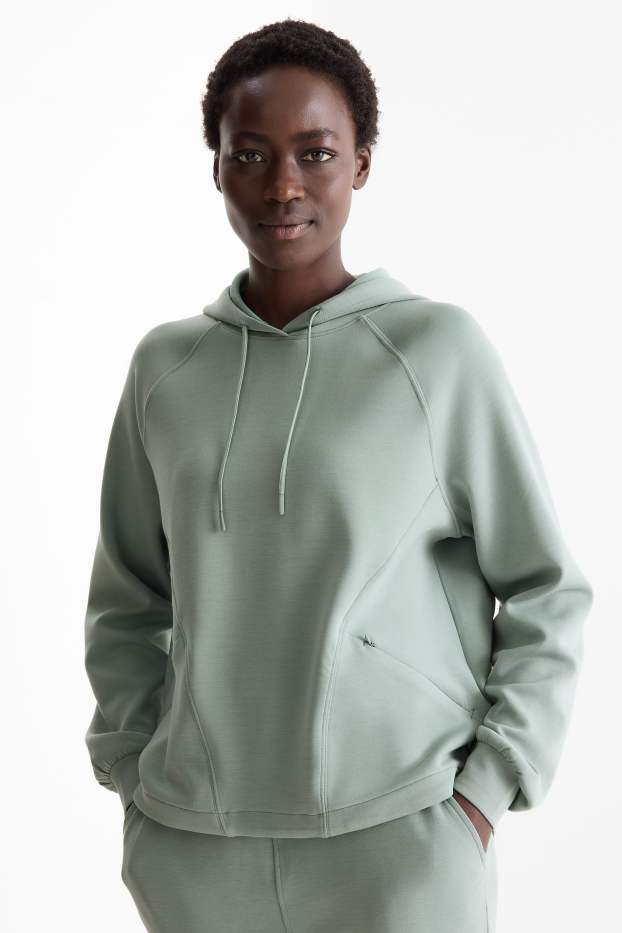 Donna - Felpa con cappuccio sportiva - yoga - verde chiaro