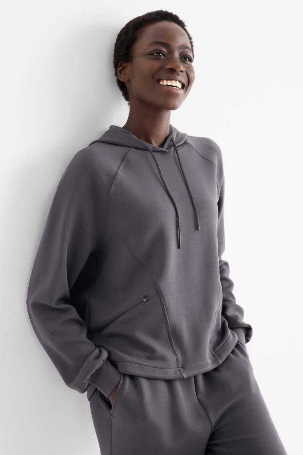 Dames - Sporthoodie - yoga - donkergrijs