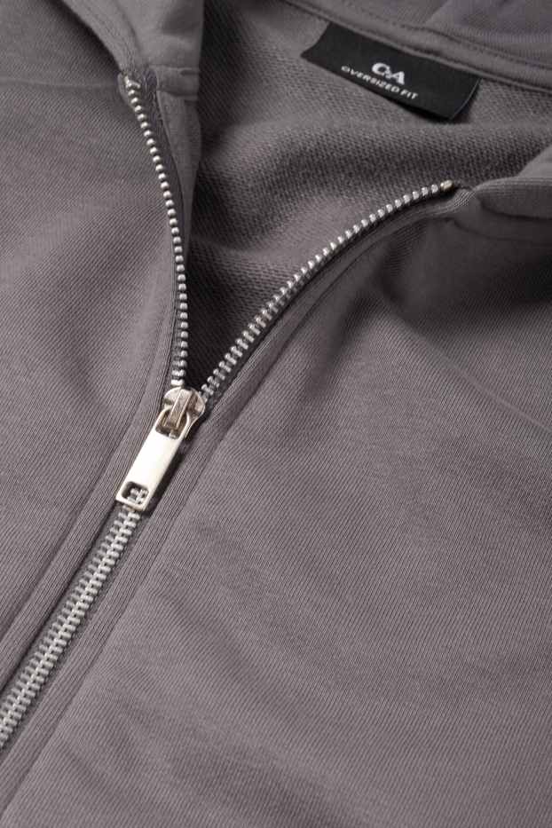 Hommes - Sweat zippé à capuche - gris