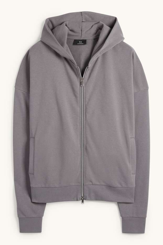 Hommes - Sweat zippé à capuche - gris
