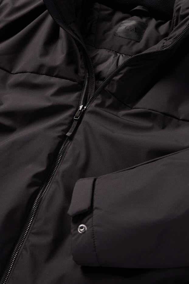 Heren - Jas met capuchon - gevoerd - zwart