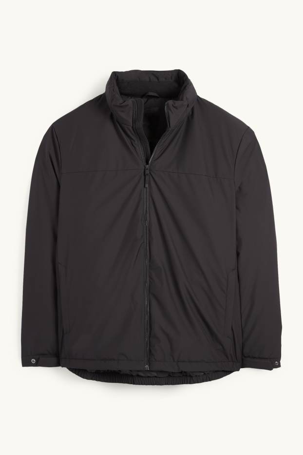 Heren - Jas met capuchon - gevoerd - zwart