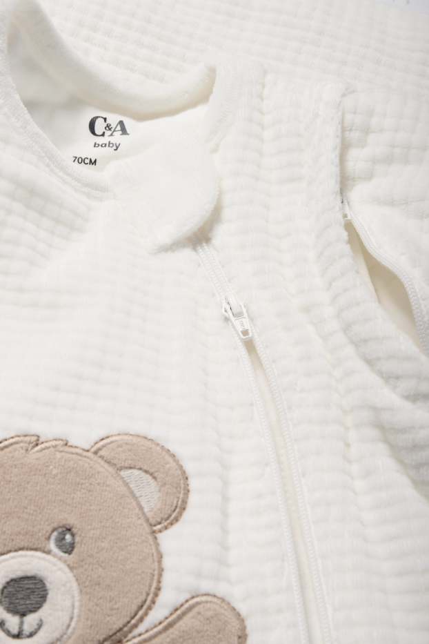 Baby Girls - Teddy bear - baby sleeping bag - 0-4 months - ribbed - cremewhite