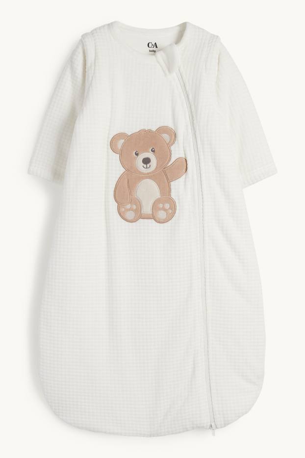 Baby Girls - Teddy bear - baby sleeping bag - 0-4 months - ribbed - cremewhite