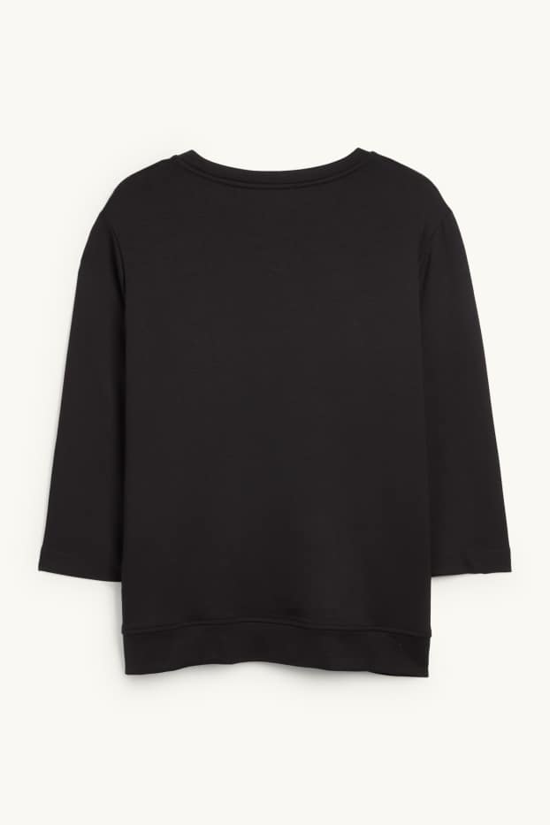 Dámské - Tričko s dlouhým rukávem - relaxed fit - černá