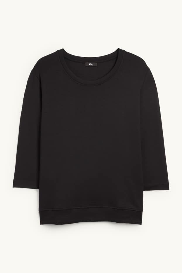 Dámské - Tričko s dlouhým rukávem - relaxed fit - černá